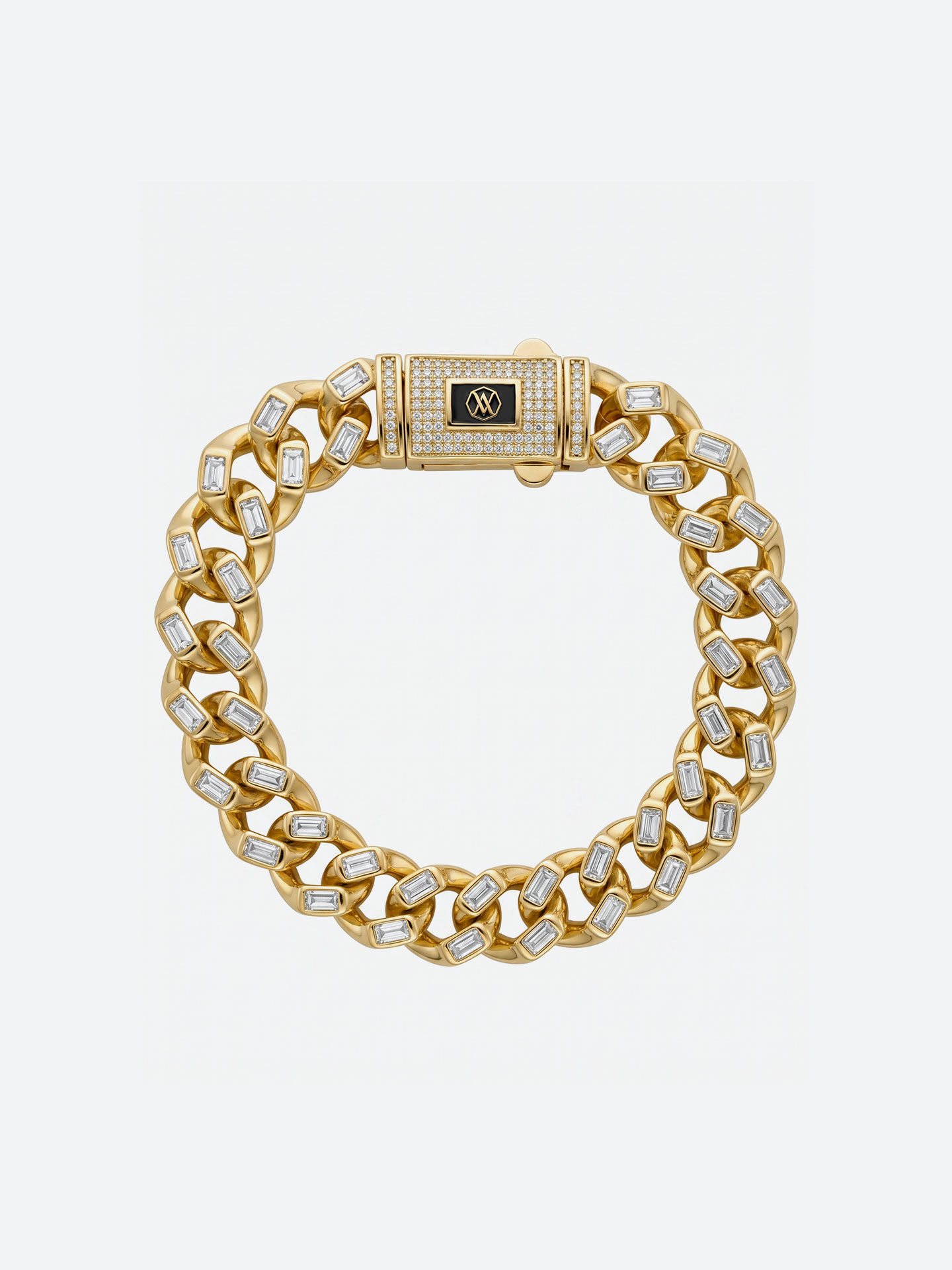 Men's Cuban chain square zircon 18K gold plated classic bracelet