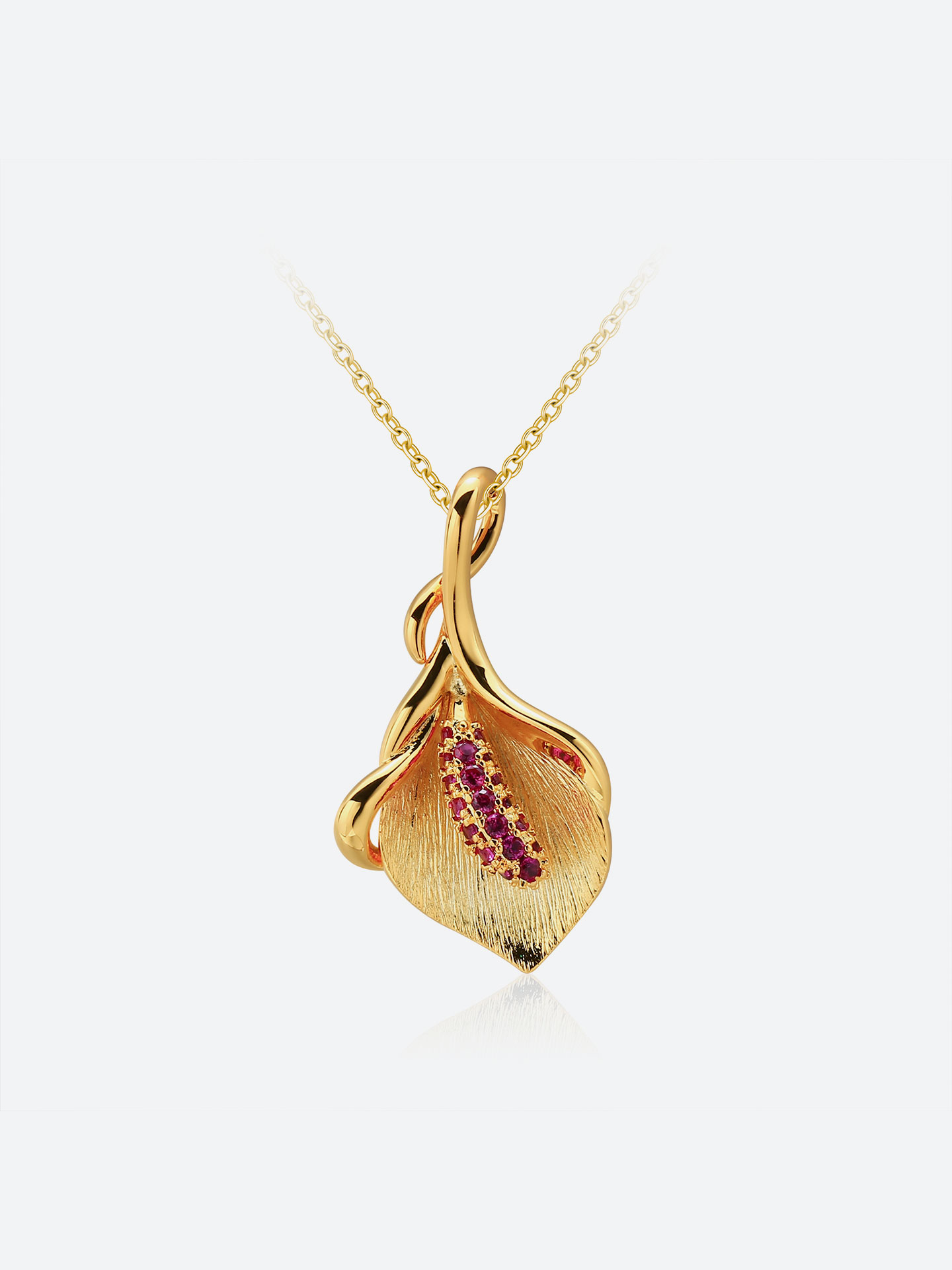 elegant 18k gold-plated necklace with flower design and pink bud gemstones