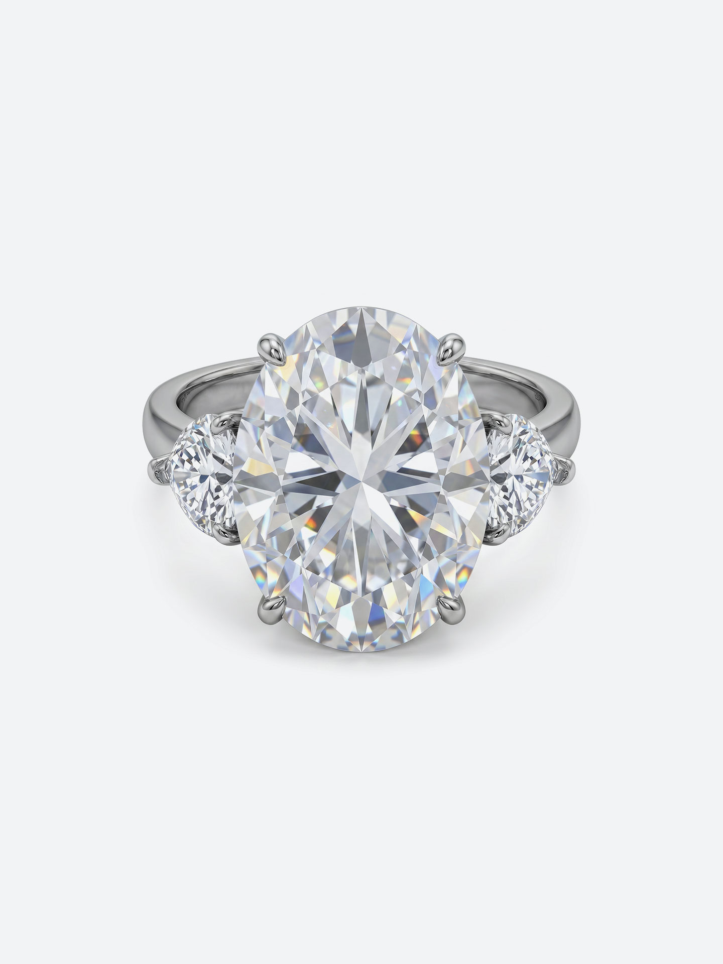 12×16mm Oval Moissanite Ring – Silver with White Gold Plating Luxury Statement for Women
